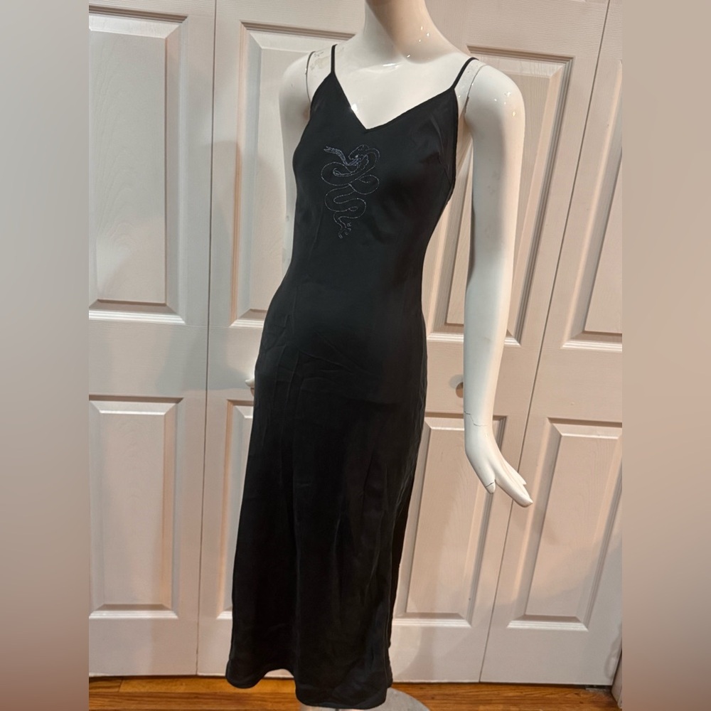 Elton John for Realisation Par The Sacrifice 100% Silk Slip Dress metallic snake - Picture 14 of 17